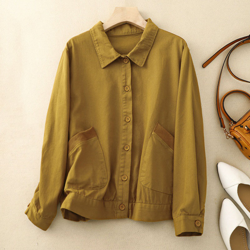 Simple Convenient Big Pockets Solid Color Coat