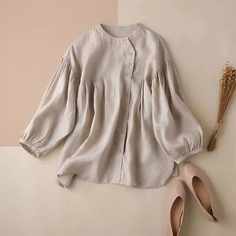 Women's Versatile Retro Puff Sleeves Shirt