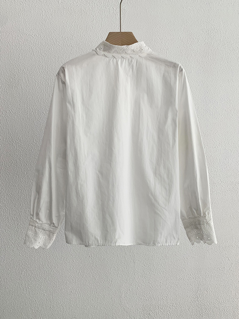 Elegant Lace Bow White Shirt