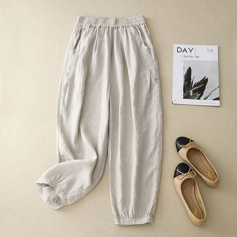 Vintage cotton and linen crocheted harem pants