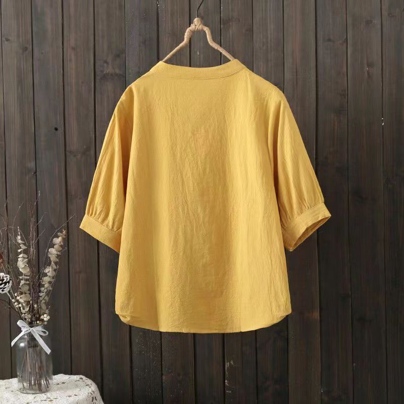 Simple Solid Color Round Neck Shirt