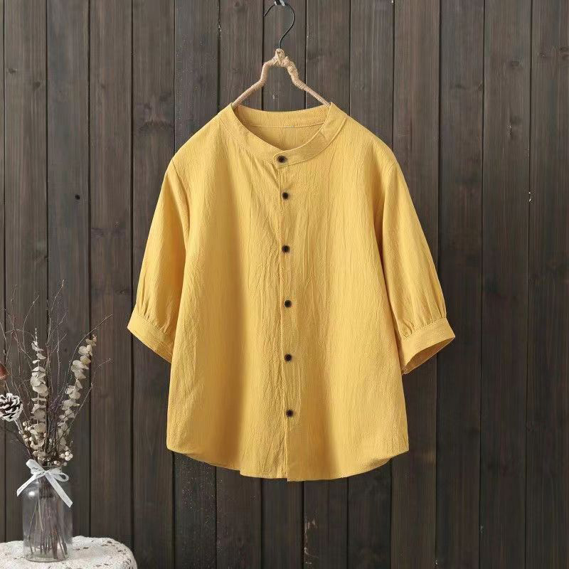 Simple Solid Color Round Neck Shirt