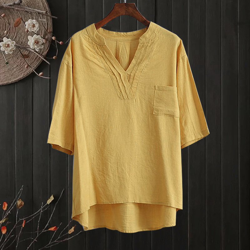 Simple Fold V -neck Comfort T -shirt