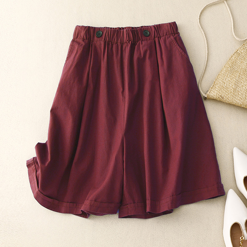 Women's Loose and Comfortable Solid Color Buttons Shorts