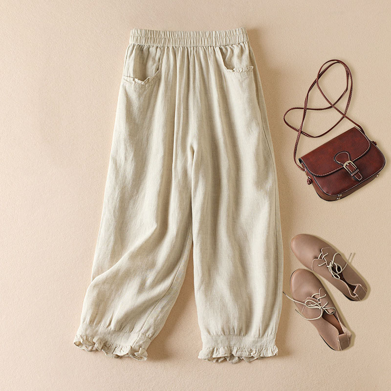 Retro Solid Color Lace Harem Trousers