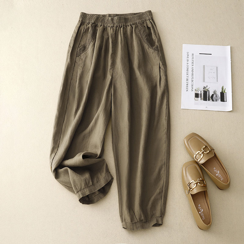 Vintage cotton and linen crocheted harem pants