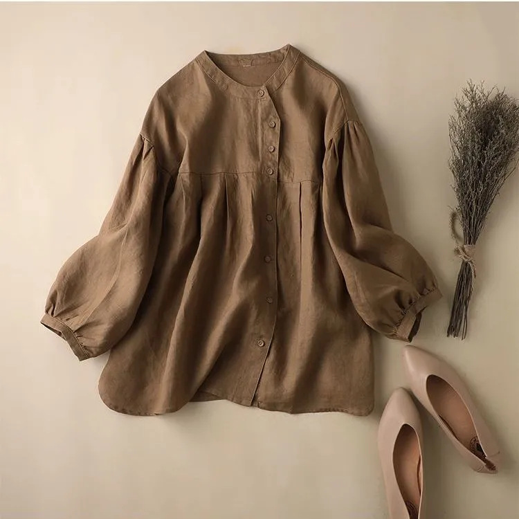 Women's Versatile Retro Puff Sleeves Shirt