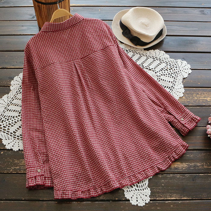 Women's Versatile Classic Plaid Long -sleeved Shirt