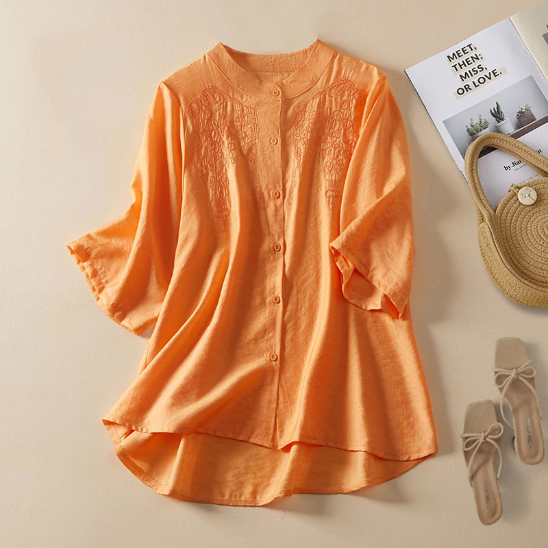 Chic Flowers Embroidery Loose Shirt