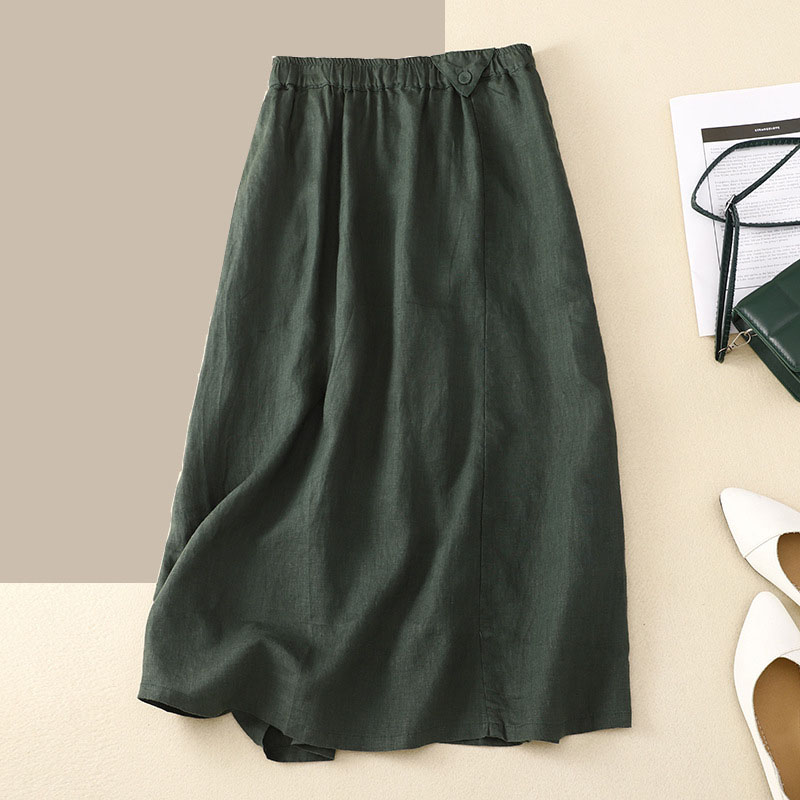 Leisure Simple Solid Color Long Skirt